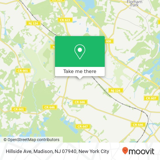 Mapa de Hillside Ave, Madison, NJ 07940