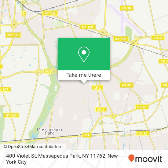 Mapa de 400 Violet St, Massapequa Park, NY 11762