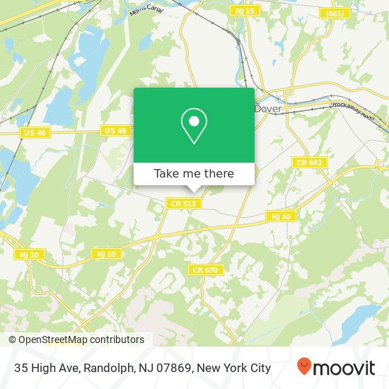 Mapa de 35 High Ave, Randolph, NJ 07869