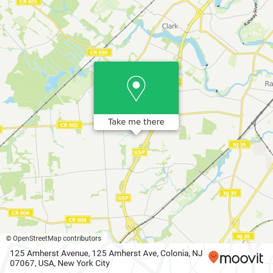 125 Amherst Avenue, 125 Amherst Ave, Colonia, NJ 07067, USA map