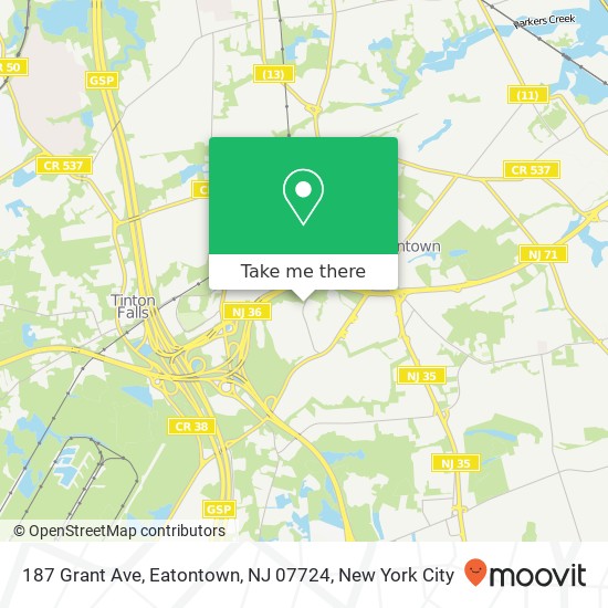 Mapa de 187 Grant Ave, Eatontown, NJ 07724
