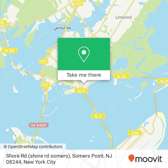 Mapa de Shore Rd (shore rd somers), Somers Point, NJ 08244