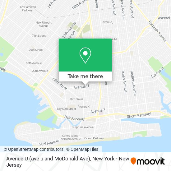 Avenue U (ave u and McDonald Ave) map