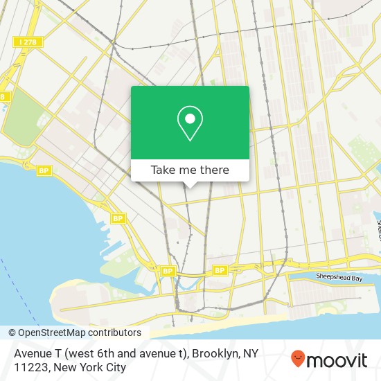 Avenue T (west 6th and avenue t), Brooklyn, NY 11223 map