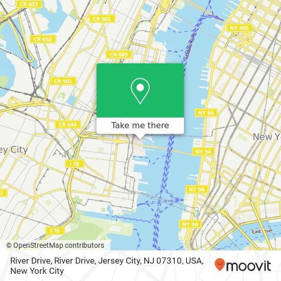 River Drive, River Drive, Jersey City, NJ 07310, USA map