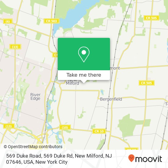 Mapa de 569 Duke Road, 569 Duke Rd, New Milford, NJ 07646, USA