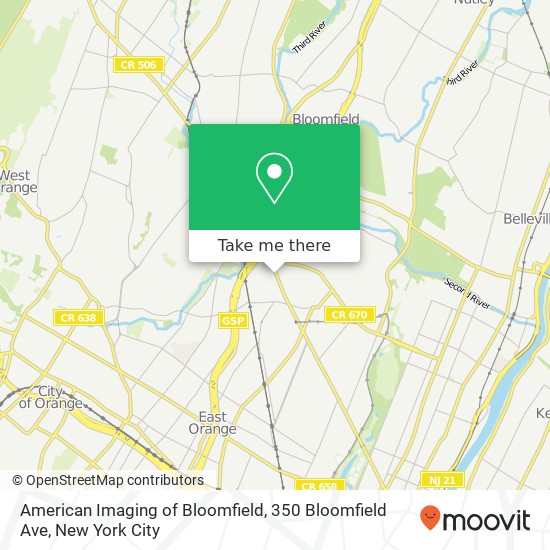 American Imaging of Bloomfield, 350 Bloomfield Ave map