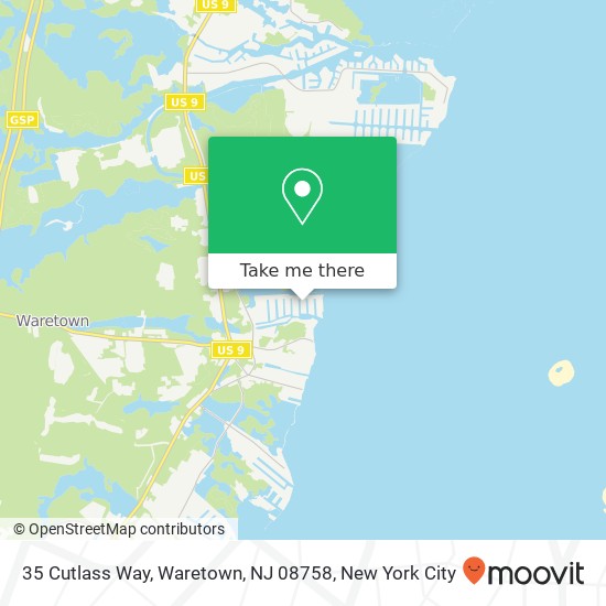 Mapa de 35 Cutlass Way, Waretown, NJ 08758