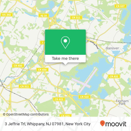 Mapa de 3 Jeffrie Trl, Whippany, NJ 07981