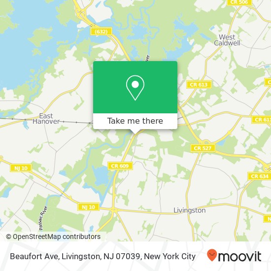 Mapa de Beaufort Ave, Livingston, NJ 07039