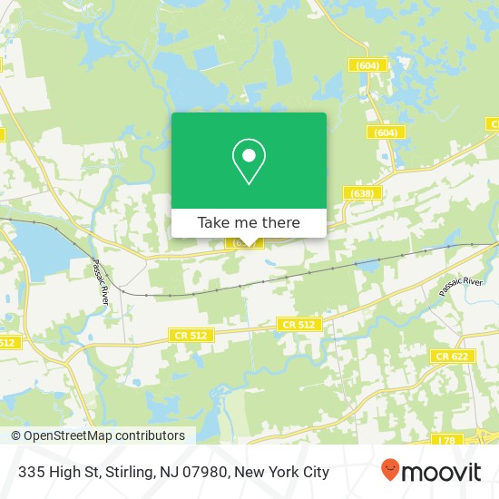 Mapa de 335 High St, Stirling, NJ 07980