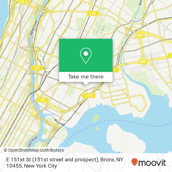 Mapa de E 151st St (151st street and prospect), Bronx, NY 10455