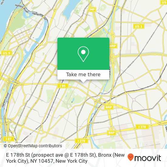 Mapa de E 178th St (prospect ave @ E 178th St), Bronx (New York City), NY 10457