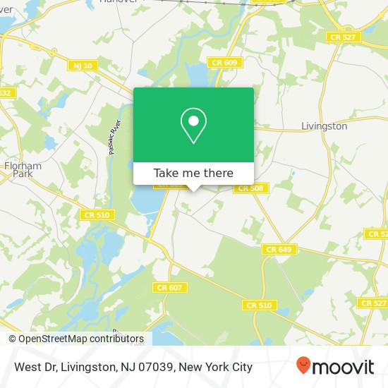 Mapa de West Dr, Livingston, NJ 07039