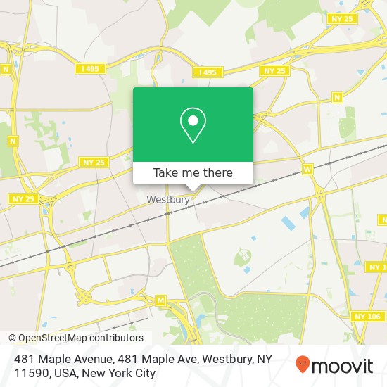 Mapa de 481 Maple Avenue, 481 Maple Ave, Westbury, NY 11590, USA