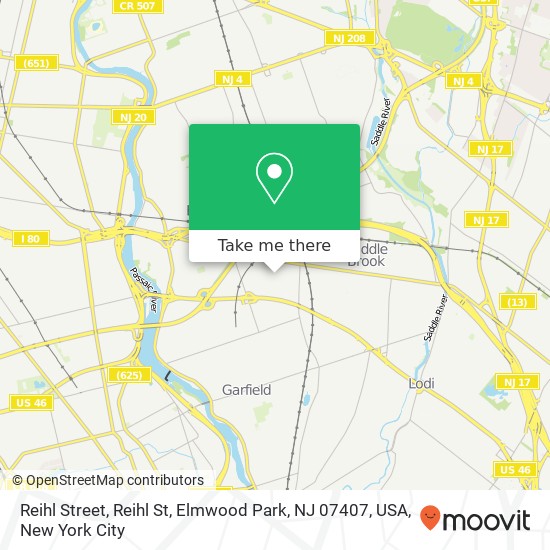 Reihl Street, Reihl St, Elmwood Park, NJ 07407, USA map