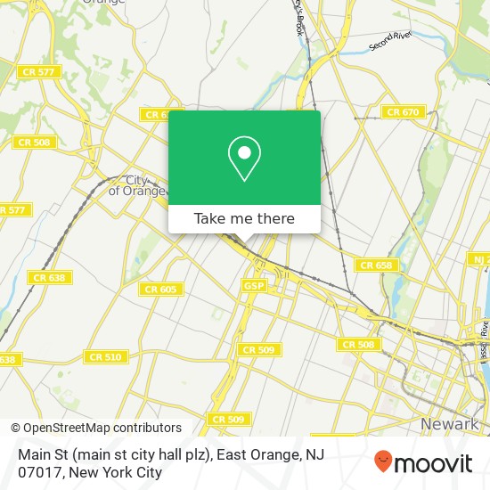 Mapa de Main St (main st city hall plz), East Orange, NJ 07017
