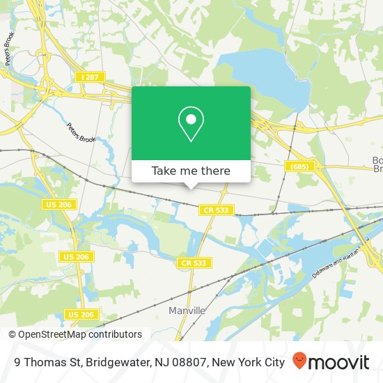 Mapa de 9 Thomas St, Bridgewater, NJ 08807