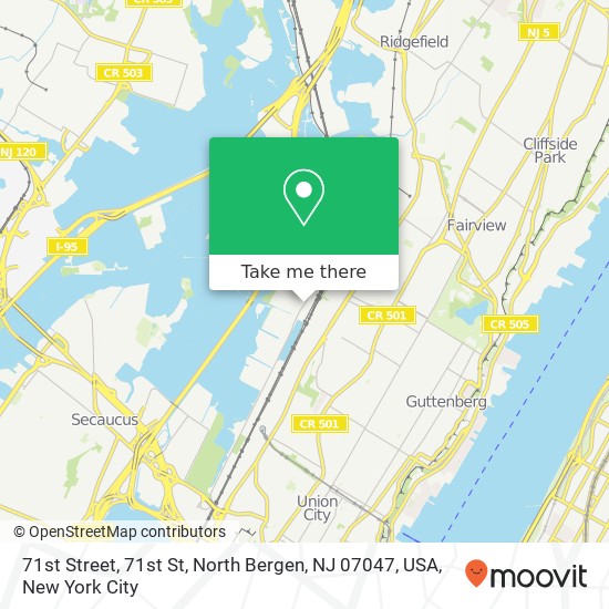 Mapa de 71st Street, 71st St, North Bergen, NJ 07047, USA