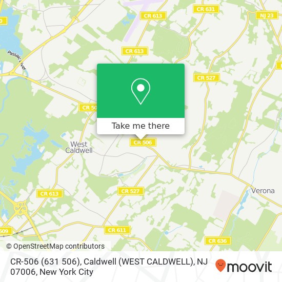 Mapa de CR-506 (631 506), Caldwell (WEST CALDWELL), NJ 07006