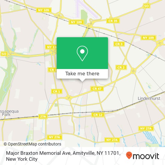 Major Braxton Memorial Ave, Amityville, NY 11701 map