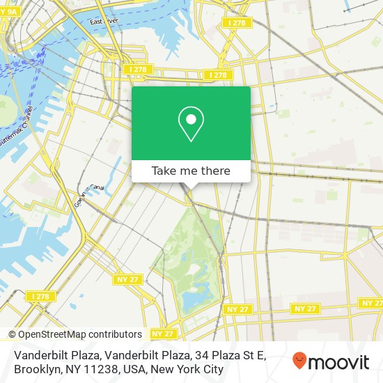 Mapa de Vanderbilt Plaza, Vanderbilt Plaza, 34 Plaza St E, Brooklyn, NY 11238, USA