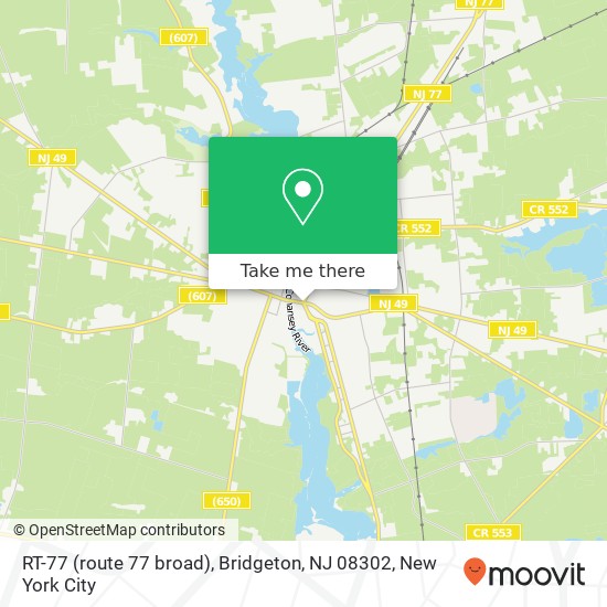 Mapa de RT-77 (route 77 broad), Bridgeton, NJ 08302