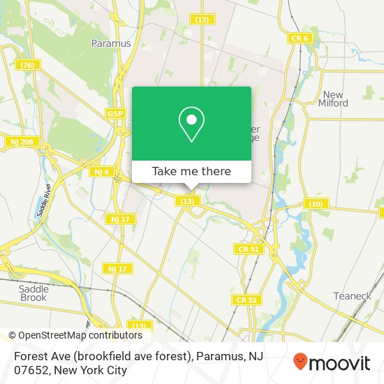 Forest Ave (brookfield ave forest), Paramus, NJ 07652 map