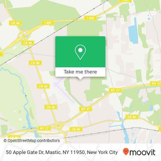 Mapa de 50 Apple Gate Dr, Mastic, NY 11950