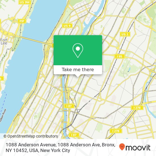 Mapa de 1088 Anderson Avenue, 1088 Anderson Ave, Bronx, NY 10452, USA