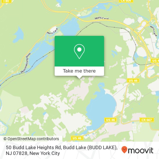 Mapa de 50 Budd Lake Heights Rd, Budd Lake (BUDD LAKE), NJ 07828