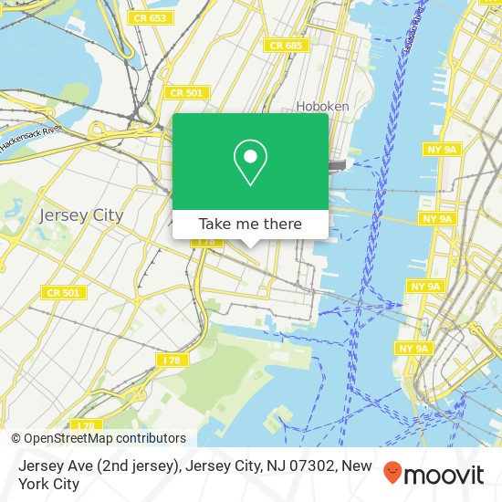 Mapa de Jersey Ave (2nd jersey), Jersey City, NJ 07302