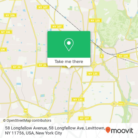 58 Longfellow Avenue, 58 Longfellow Ave, Levittown, NY 11756, USA map