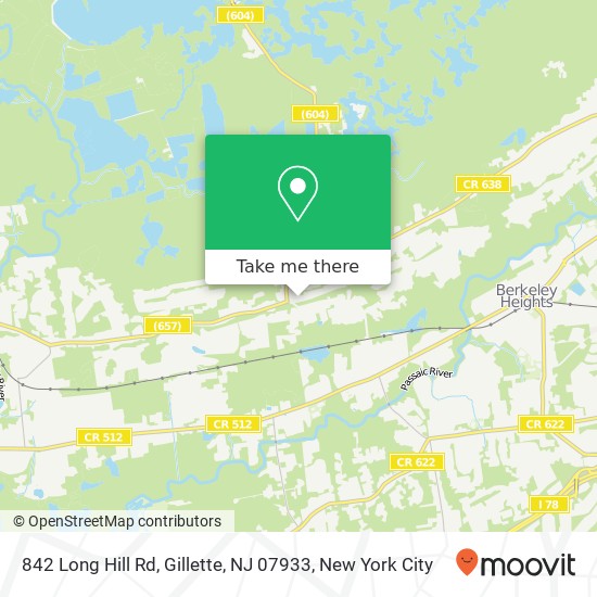 Mapa de 842 Long Hill Rd, Gillette, NJ 07933
