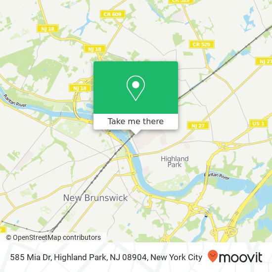 Mapa de 585 Mia Dr, Highland Park, NJ 08904