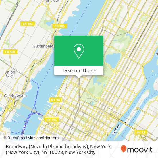 Mapa de Broadway (Nevada Plz and broadway), New York (New York City), NY 10023