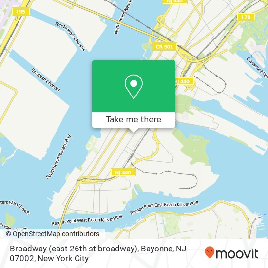 Mapa de Broadway (east 26th st broadway), Bayonne, NJ 07002