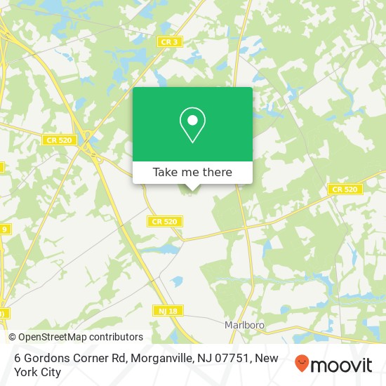 Mapa de 6 Gordons Corner Rd, Morganville, NJ 07751