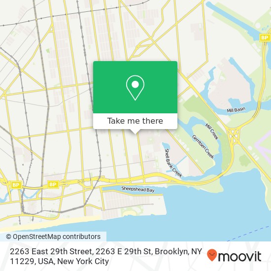 2263 East 29th Street, 2263 E 29th St, Brooklyn, NY 11229, USA map