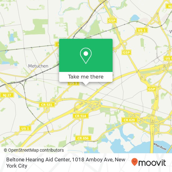 Mapa de Beltone Hearing Aid Center, 1018 Amboy Ave