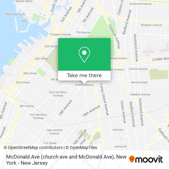 Mapa de McDonald Ave (church ave and McDonald Ave)