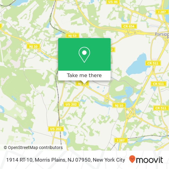 Mapa de 1914 RT-10, Morris Plains, NJ 07950