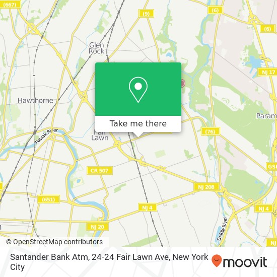 Mapa de Santander Bank Atm, 24-24 Fair Lawn Ave