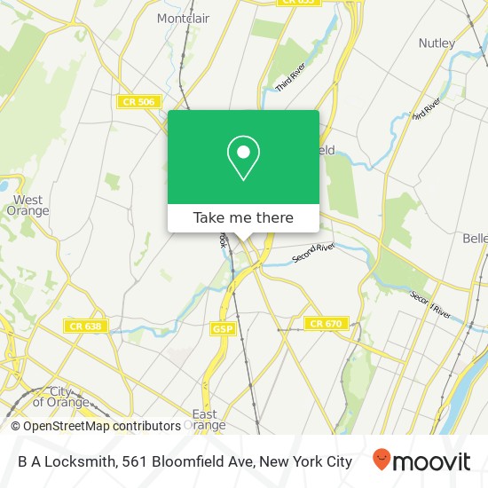 B A Locksmith, 561 Bloomfield Ave map
