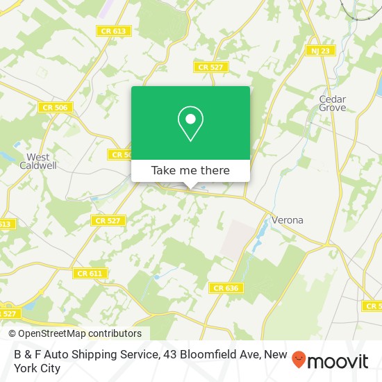 B & F Auto Shipping Service, 43 Bloomfield Ave map