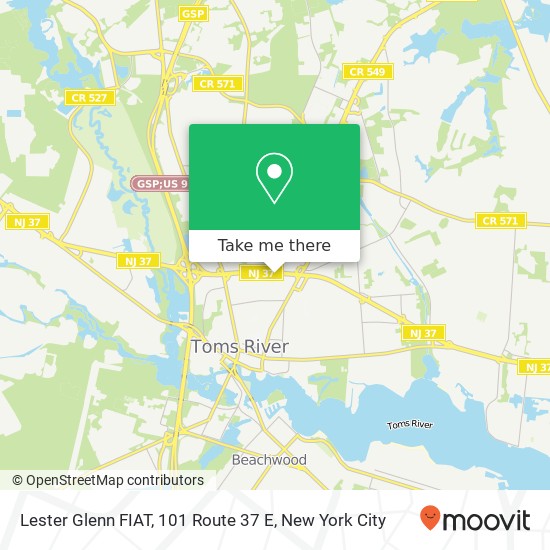 Mapa de Lester Glenn FIAT, 101 Route 37 E