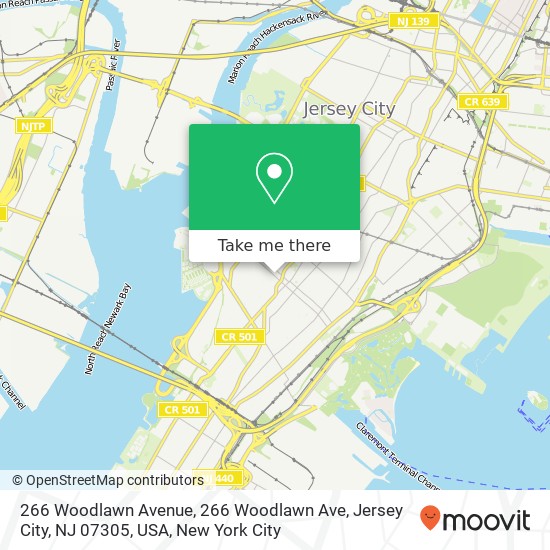 266 Woodlawn Avenue, 266 Woodlawn Ave, Jersey City, NJ 07305, USA map