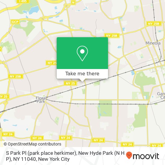 Mapa de S Park Pl (park place herkimer), New Hyde Park (N H P), NY 11040