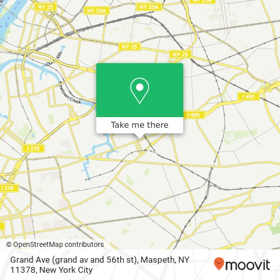Mapa de Grand Ave (grand av and 56th st), Maspeth, NY 11378