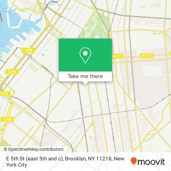 Mapa de E 5th St (east 5th and c), Brooklyn, NY 11218